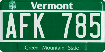 VT license plate AFK785
