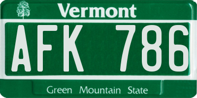 VT license plate AFK786
