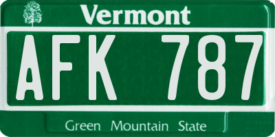 VT license plate AFK787