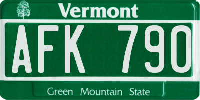 VT license plate AFK790