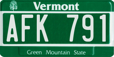 VT license plate AFK791