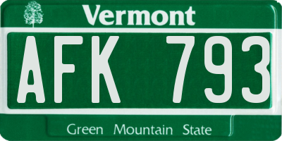 VT license plate AFK793