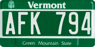 VT license plate AFK794