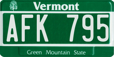 VT license plate AFK795