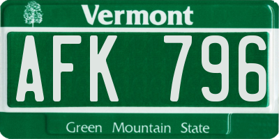 VT license plate AFK796