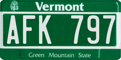 VT license plate AFK797