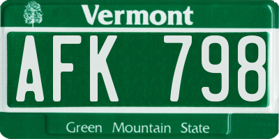 VT license plate AFK798