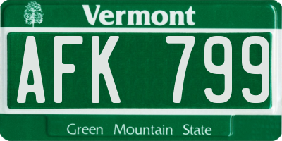 VT license plate AFK799