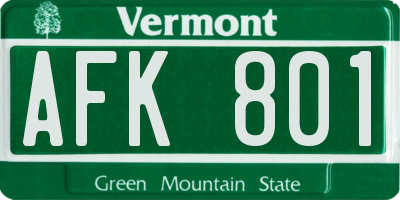 VT license plate AFK801