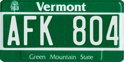 VT license plate AFK804
