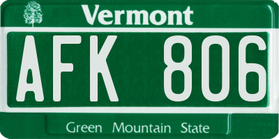 VT license plate AFK806