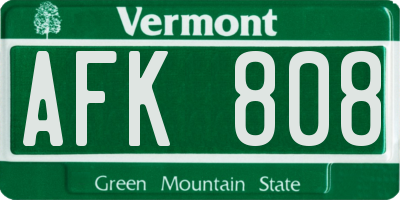 VT license plate AFK808