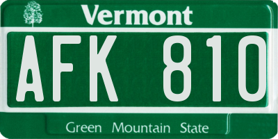 VT license plate AFK810