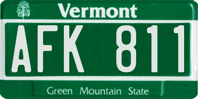 VT license plate AFK811