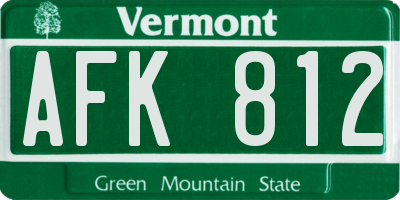 VT license plate AFK812
