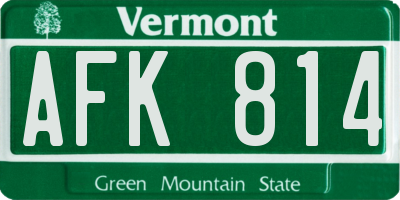 VT license plate AFK814