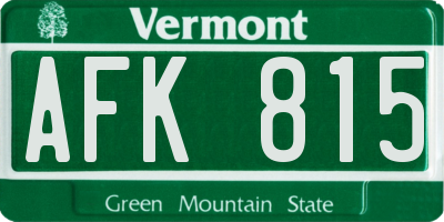 VT license plate AFK815