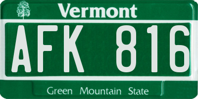 VT license plate AFK816