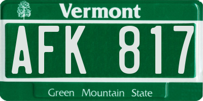 VT license plate AFK817