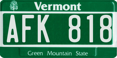 VT license plate AFK818