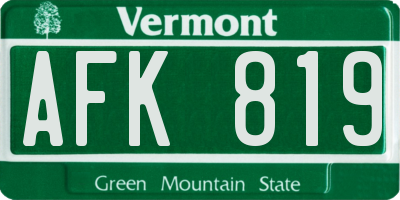 VT license plate AFK819