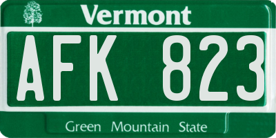 VT license plate AFK823