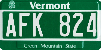 VT license plate AFK824