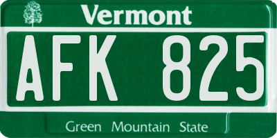 VT license plate AFK825