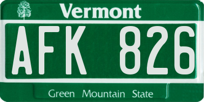 VT license plate AFK826