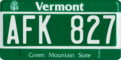 VT license plate AFK827