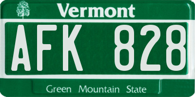 VT license plate AFK828
