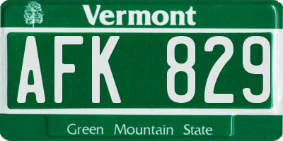 VT license plate AFK829