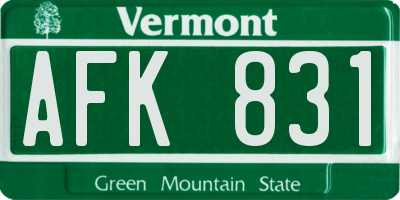 VT license plate AFK831