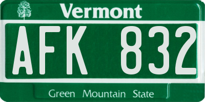 VT license plate AFK832