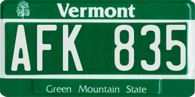 VT license plate AFK835