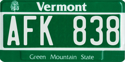 VT license plate AFK838