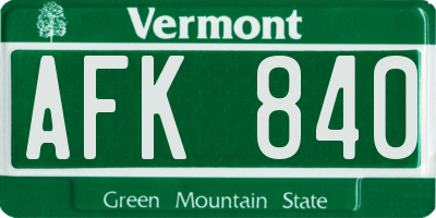 VT license plate AFK840