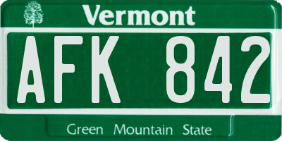VT license plate AFK842