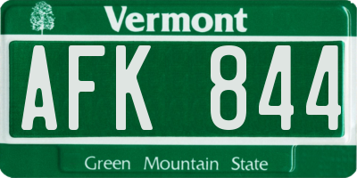 VT license plate AFK844