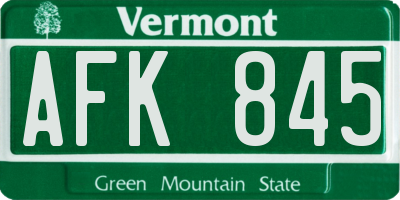 VT license plate AFK845