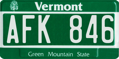 VT license plate AFK846