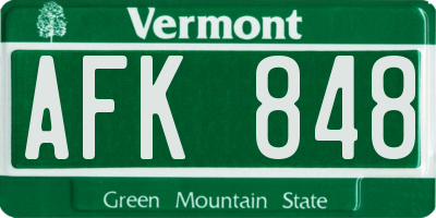 VT license plate AFK848
