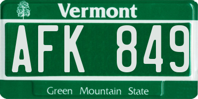 VT license plate AFK849