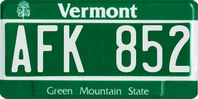 VT license plate AFK852