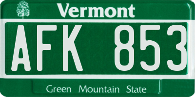 VT license plate AFK853