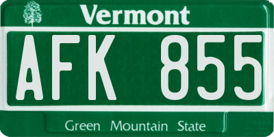 VT license plate AFK855
