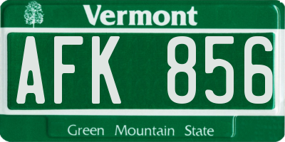 VT license plate AFK856