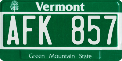 VT license plate AFK857