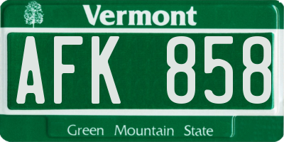 VT license plate AFK858