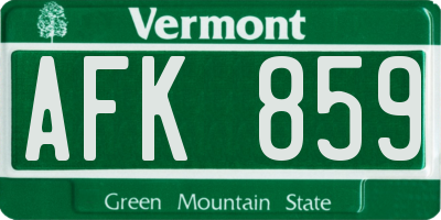 VT license plate AFK859